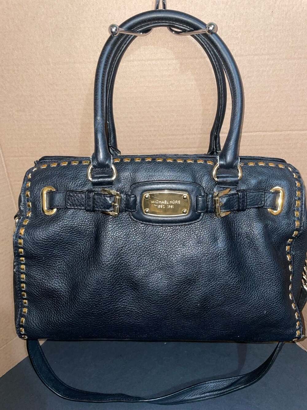 Michael Kors Studded Leather Satchel Black